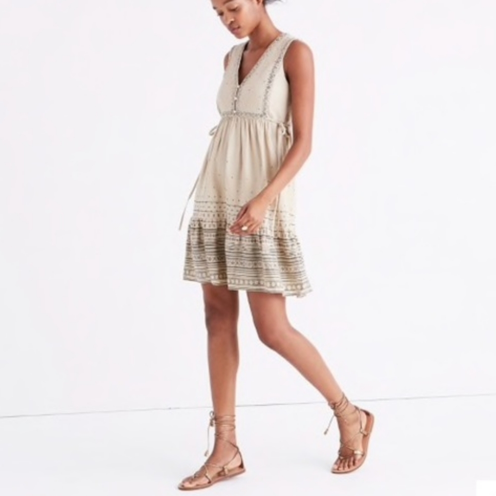 Madewell Morrocan Desert Linen Beige Mini Dress